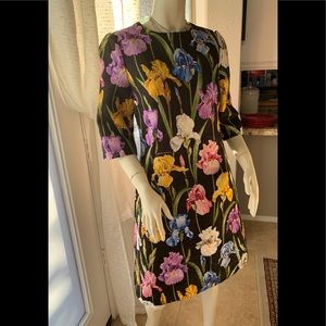 Dolce & Gabbana charmeuse midi iris-print dress 44